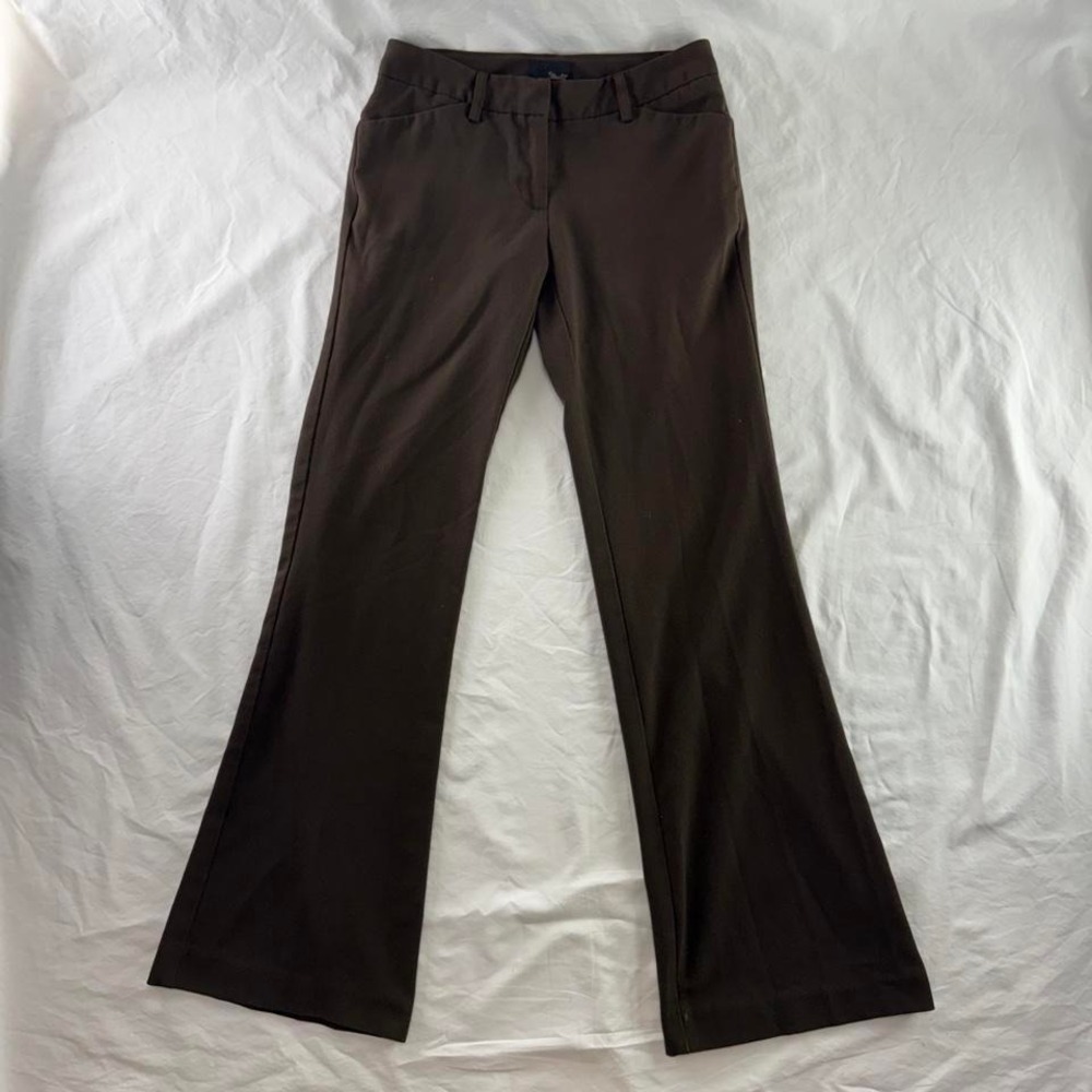 Chocolate Brown Low Rise Flare Dress Pants Sz 0 Y2k Office Siren 90s Clean Girl